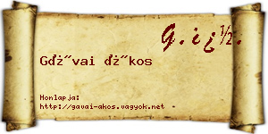 Gávai Ákos névjegykártya
